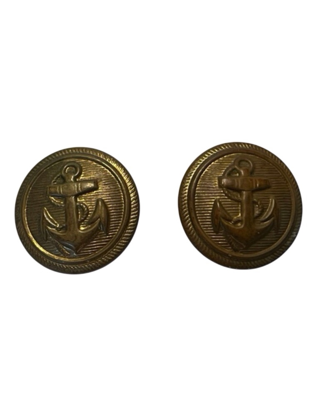 Set of 2 Vintage Eagle Anchor Brass Buttons.